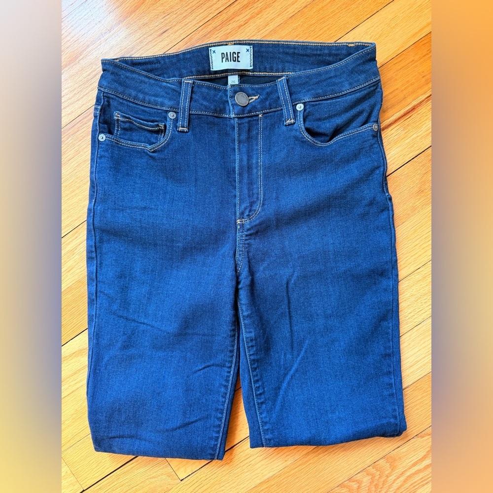 PAIGE Slim Straight Jeans in Deep Blue Denim